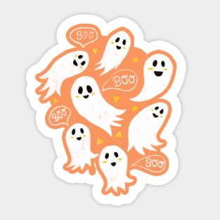 Friendly Ghosts on Orange Sticker